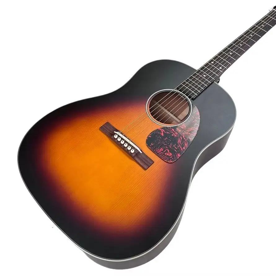 Professional Performance Sunburst Acoustic Guitar, a Handmade Reissue 1942 Version, Featuring a Solid Spruce Top, Rosewood Back