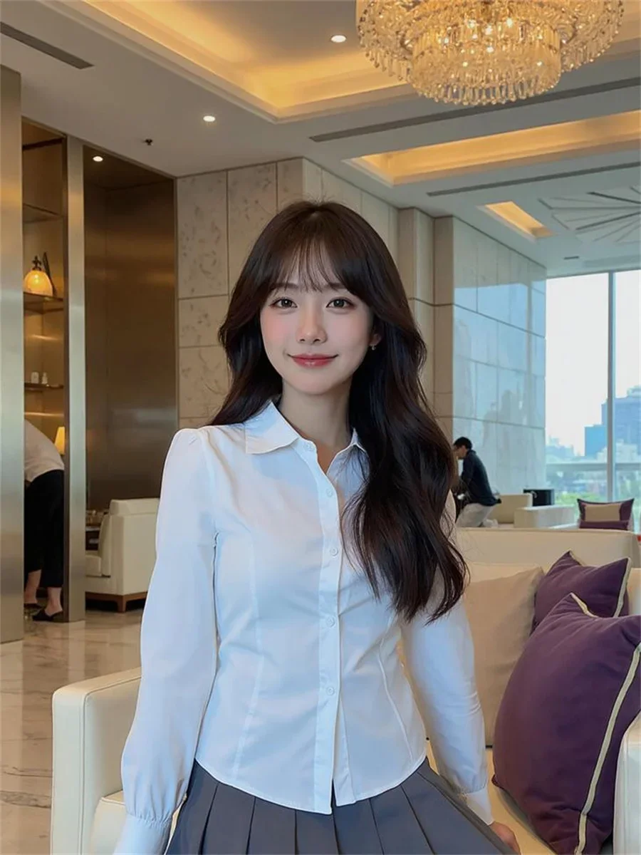 

Shirts Women Bandage Sweet Slim Fit Clean Color Simple Japan Style JK Students Femme Chic Popular Mujer Ins Preppy Soft Daily