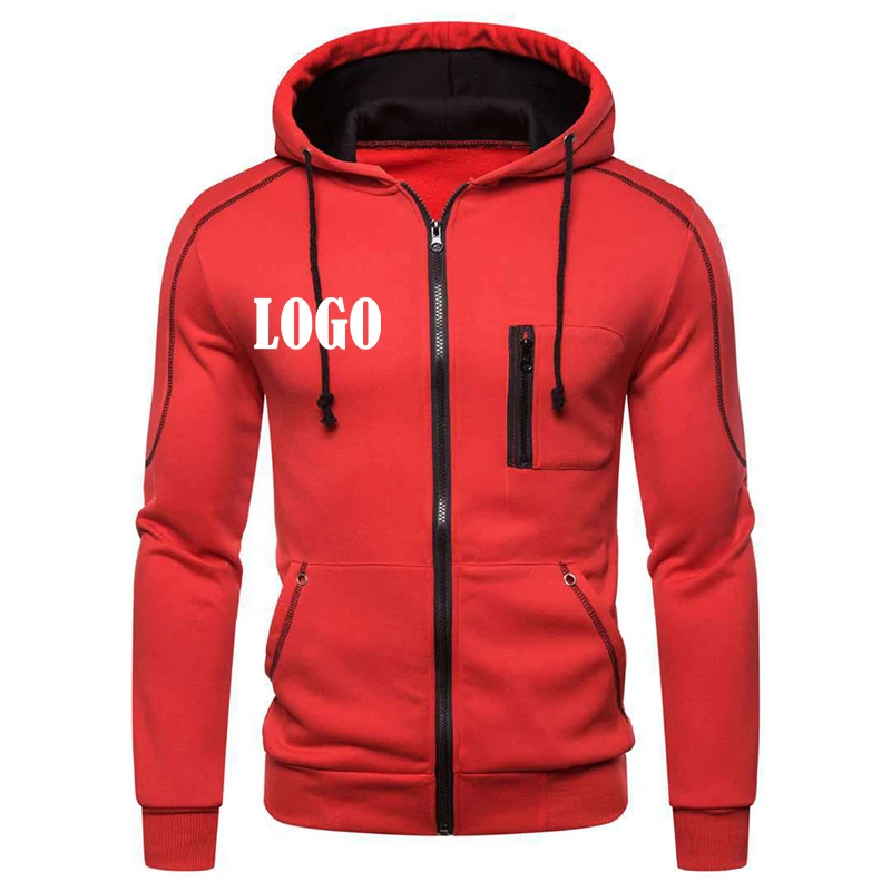 Camisola de algodão com capuz masculino, Zip-Up Hoodie, Cardigan personalizável, guarda-chuva casual, mais novo, S-4XL