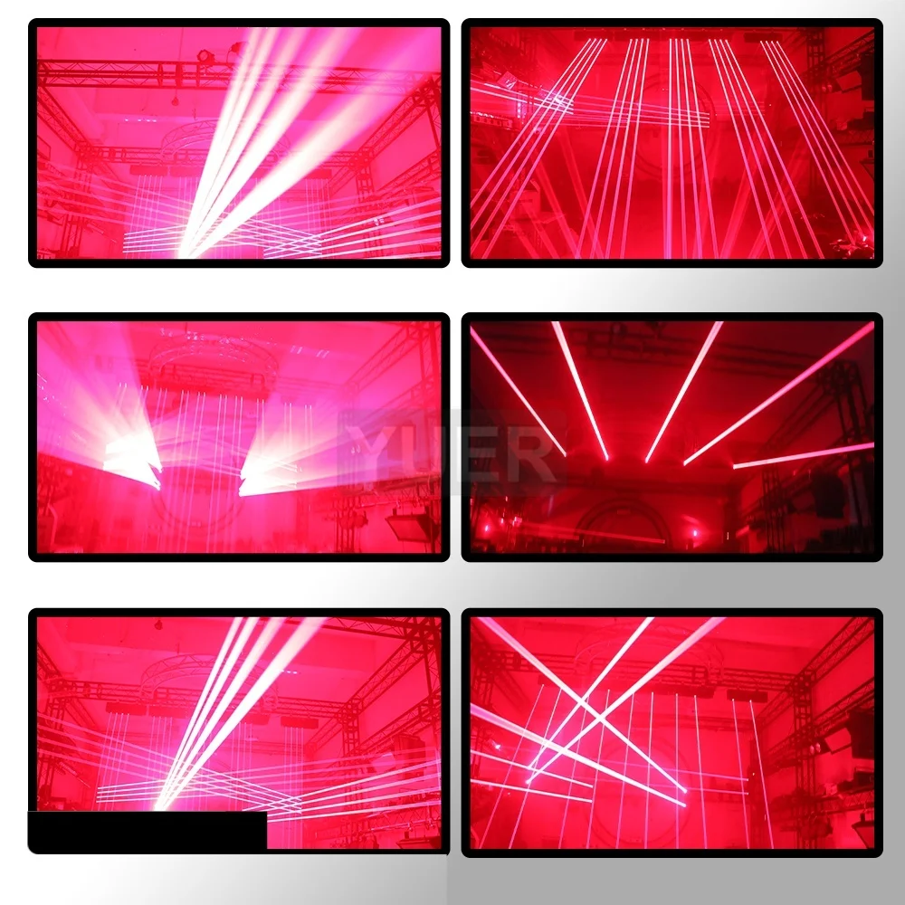 YUER NEW 6 Eyes Stage Effect Red Laser Bar Beam Lighting for DJ Disco Party Wedding Moving Head Projector Wash Spot DMX512 RDM