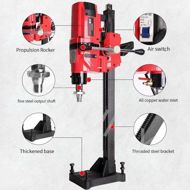 3000W Lightweight Water Drilling Machine Diamond Rig Wet Dry Handheld Concrete Drilling Equipment 230mm