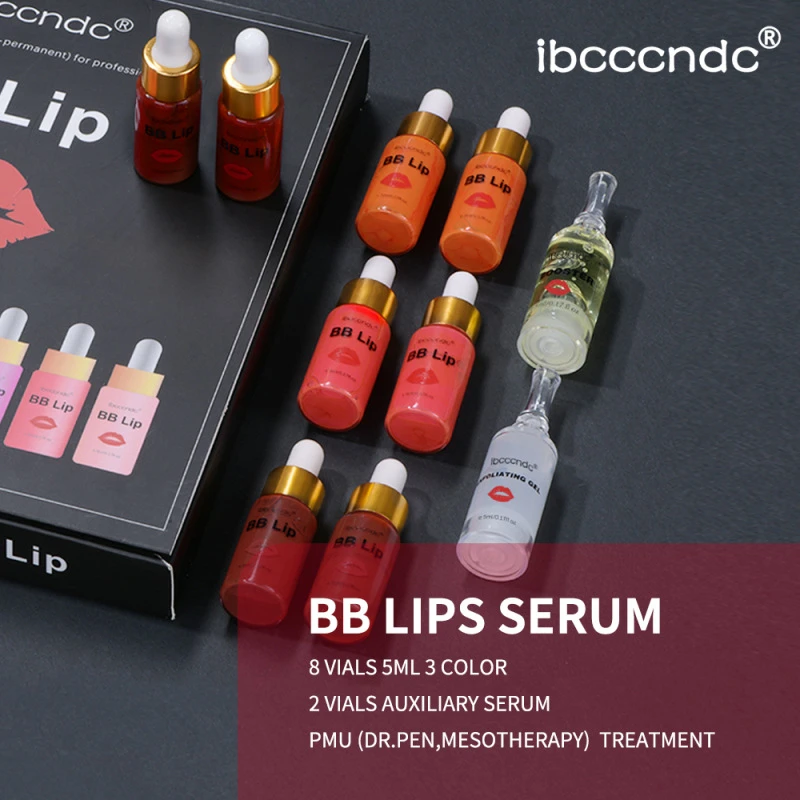 Nowy 5ml BB Lip Serum Starter Kit Semi Permanent Glow Ampoule Lip Gloss Pigment do kolorowania Nawilżająca pielęgnacja skóry ust