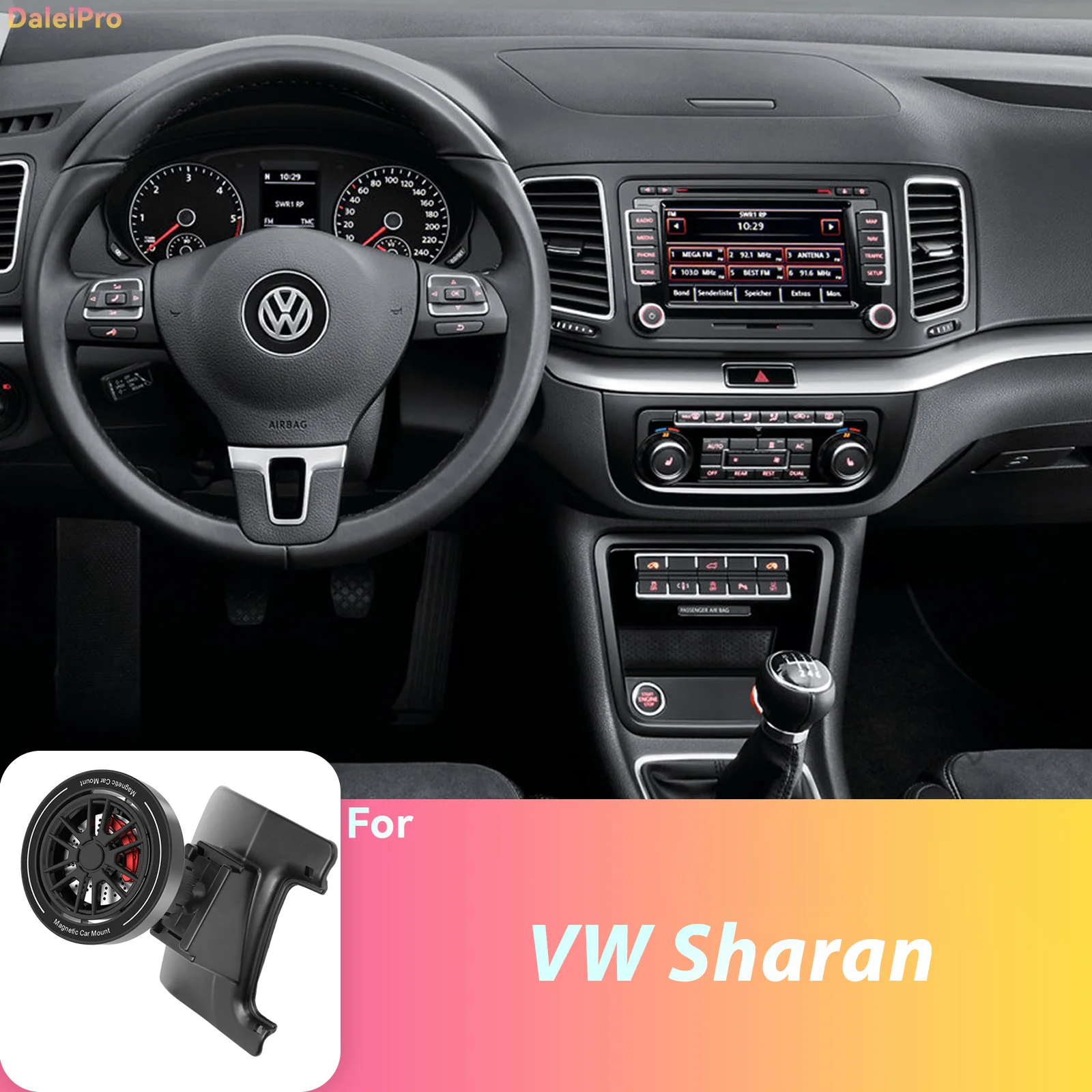 Custom Fit for Volkswagen VW Sharan 2010-2022 Magnetic Phone Mount Airflow Cooling Phone Holder 360° Swivel Phone Holder Base