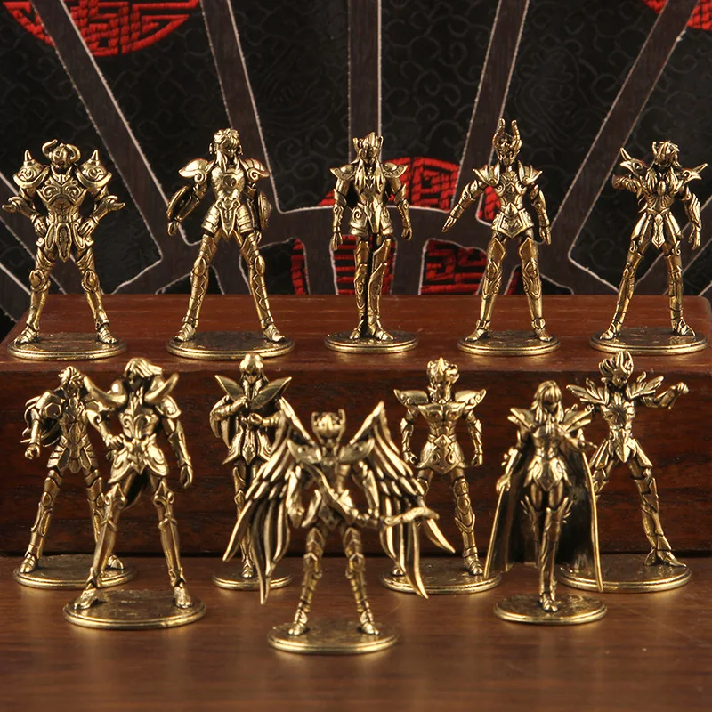 Brass Gold Saint Saint Seiya Figurines 12 Zodiac Gold Saints Anime Figures Metal Statue Ornament Collectible Toy Gift For Fans