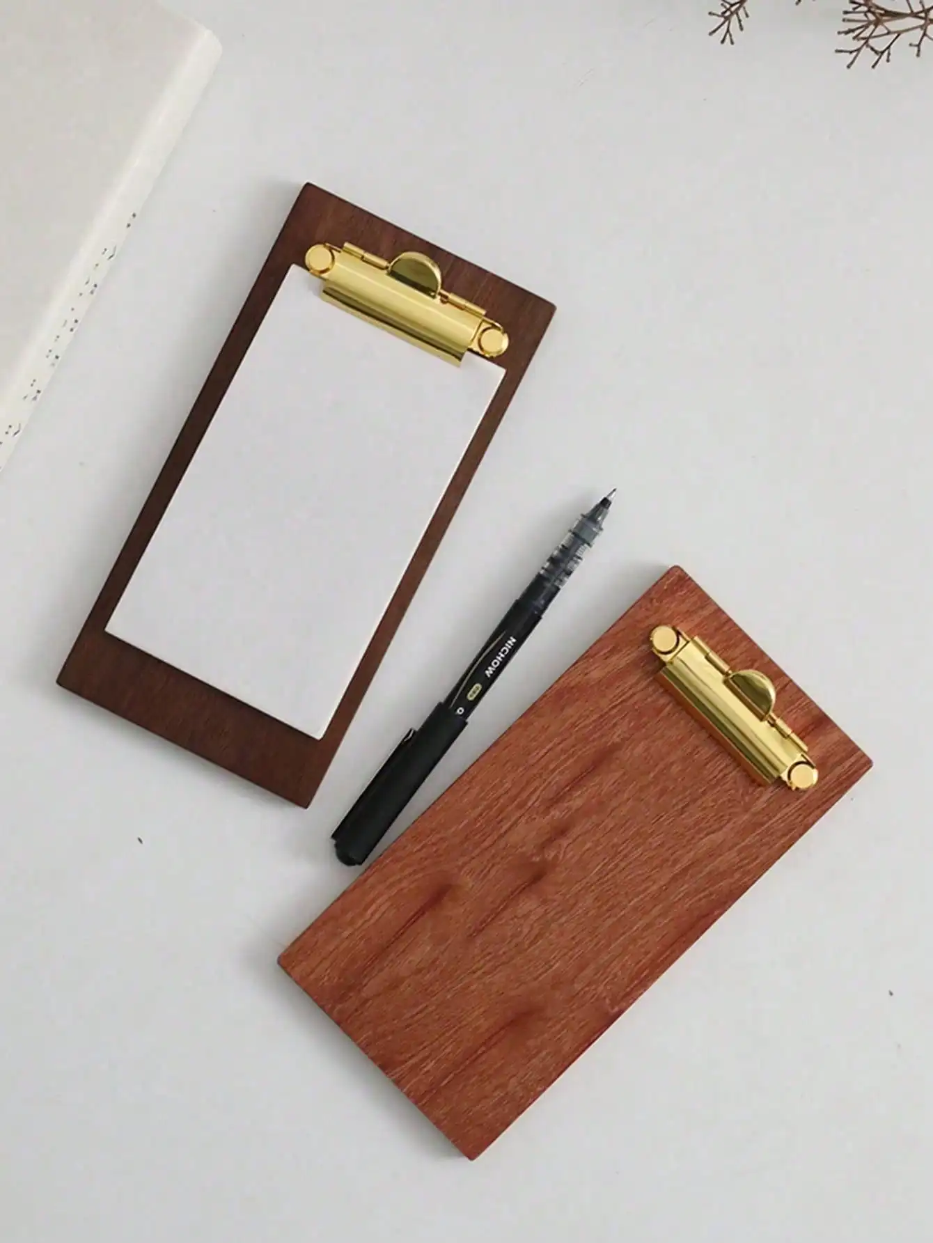 Wood Clip Board Mini Memo Receipt Holder Table Number Card Stand Metal Clip Writing Note Pad Small Recipe Stand for Home Decor