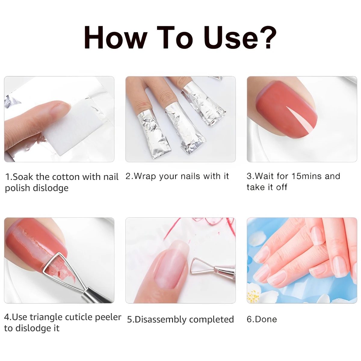 500/1000Pcs Tin Foil Remover Wraps Built in Cotton Pads Manicure Polish Wraps Remover Nail Soak Off Gel Removal Nail Care Tools