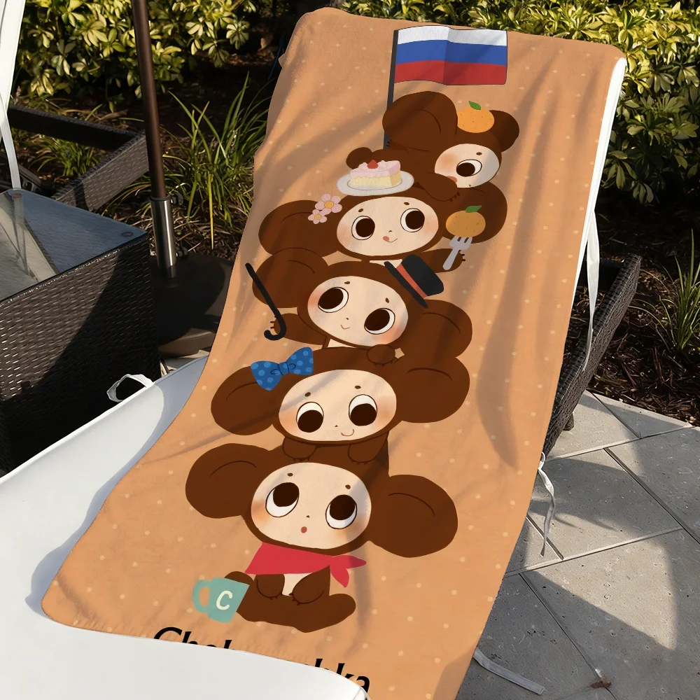 Cartoon Cheburashka Towel For Swim Yoga Gym Quick Drying Soft and skin-friendly Beach Towels All-Season