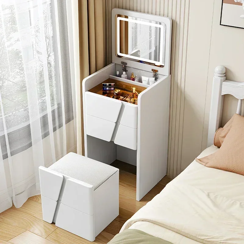 Fashion Bedroom Makeup Table White Cabinet Led Mirror Storage Vanity Set Modern Drawer Nordic Furniture