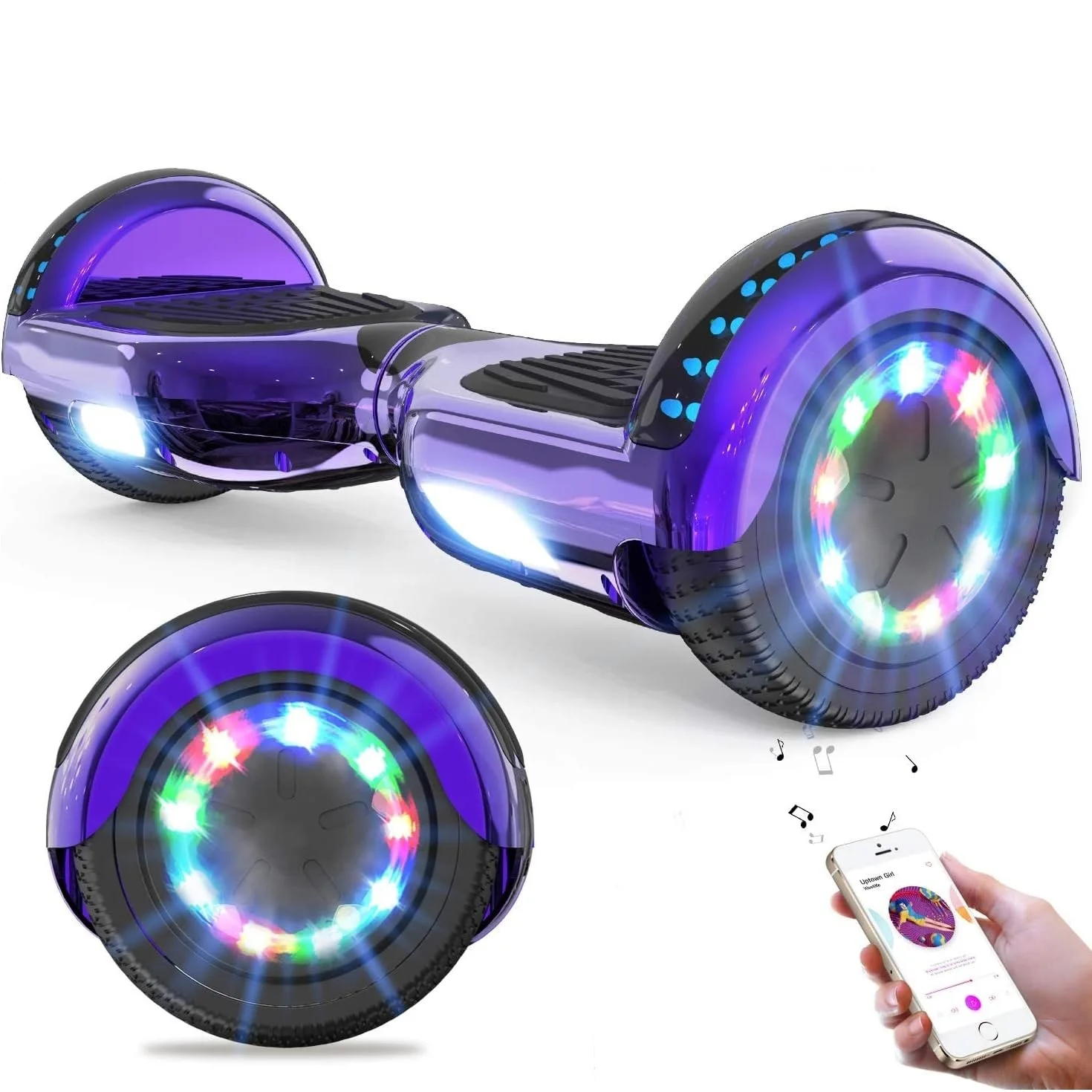 RCB KIDS Hoverboard Tweewielige Zelfbalancerende Scooter 6.5" met Bluetooth Speaker LED Verlichting Rijd-op Speelgoed Cadeau voor Kinderen & Volwassenen