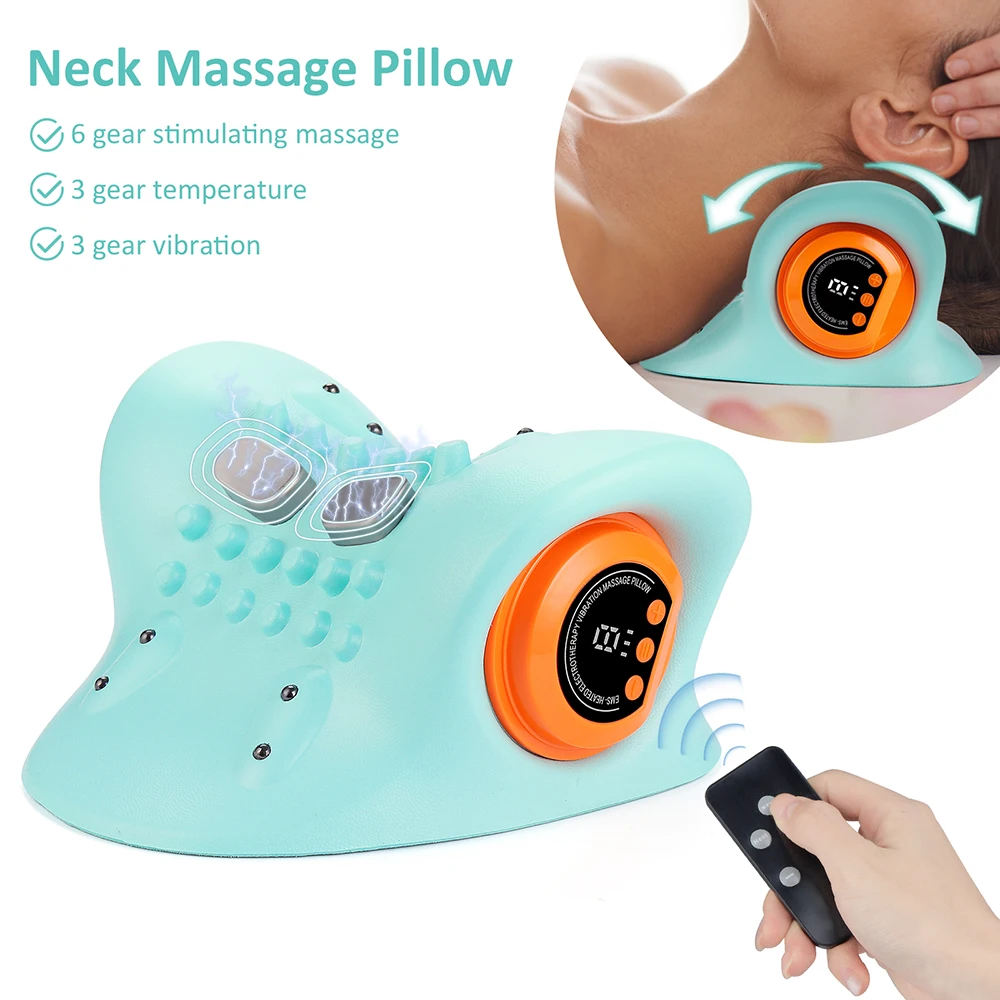 EMS Neck Stretcher Pillow Cervical TractionWarm Vibration Massage Pillow