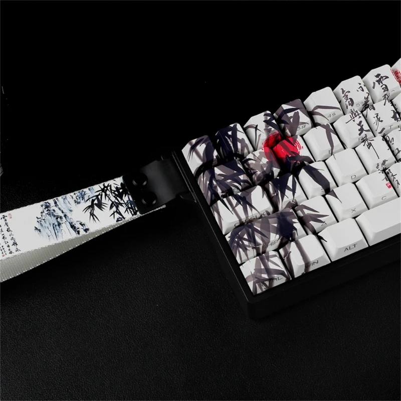 60 ٪ 68 ٪ من لوحات المفاتيح الميكانيكية Keycaps PBT Bamboos Forest Art ANSI ISOS متوافقة