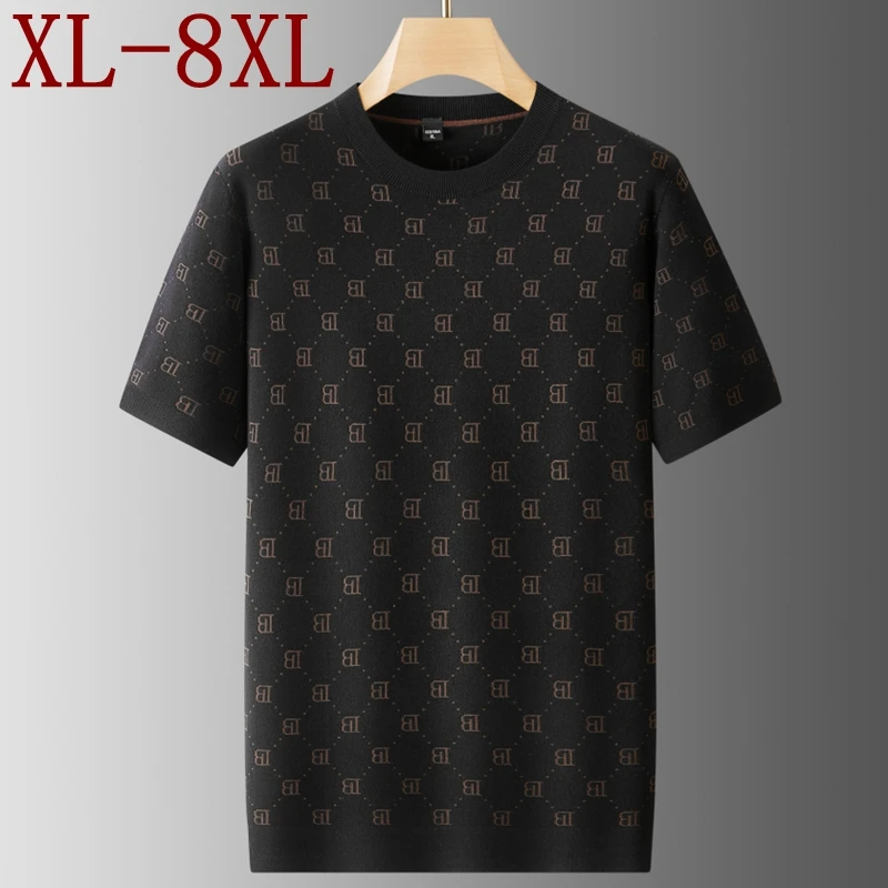 

8XL 7XL 6XL 2025 Новый осенний элитный роскошный тонкий шерстяной свитер Мужской с коротким рукавом с лацканами Мужские свитера Модный мужской джемпер с принтом