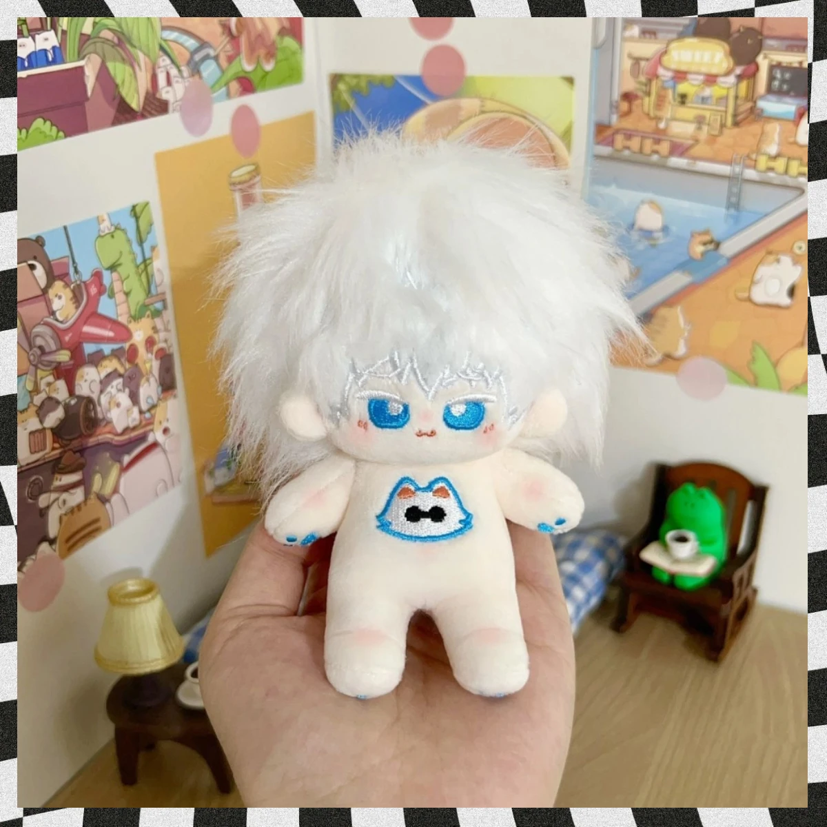 

10cm Anime Character Cute Satoru Gojo Cosplay Soft Plush Doll Body Dress Up Cotton Stuffed Toys Dolls Figures Birthday Gift