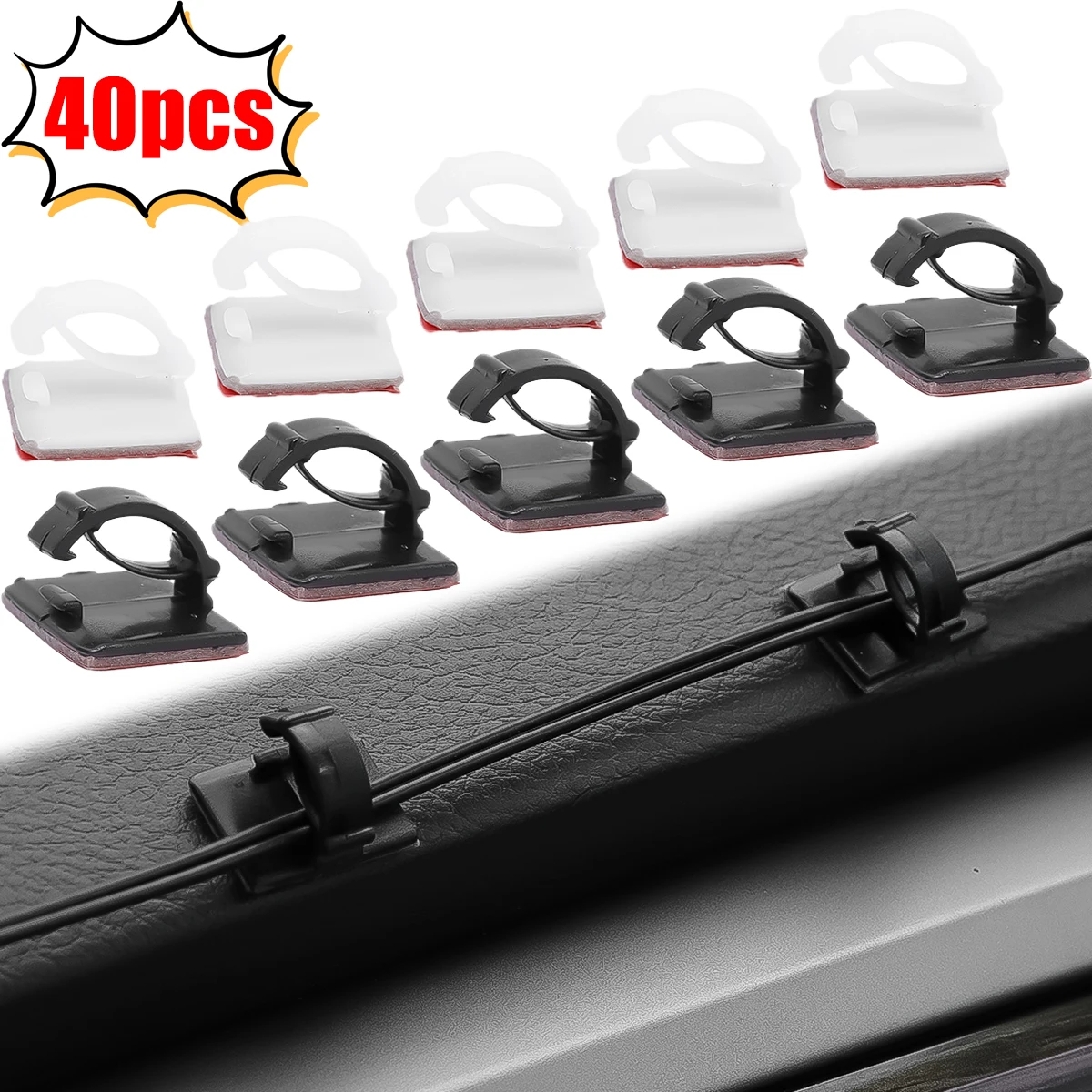 40/20/10pcs High Quality Car Wire Tie Cable Clip Self Adhesive Driving Recorder Wire Management Wrap Cable Clamp Bracket