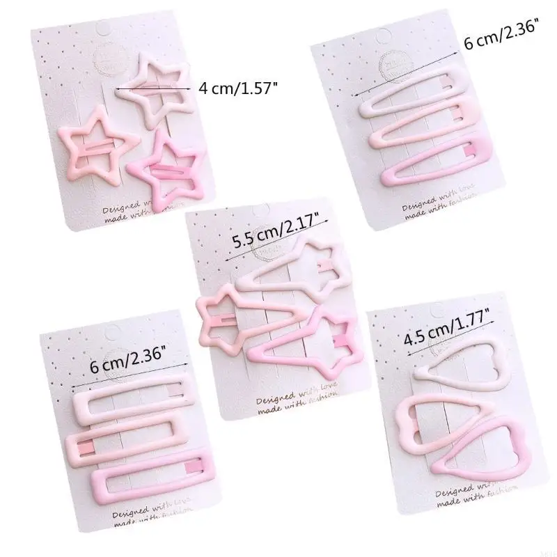 

N84E Pink Hollow Hair Clips Heart Star Square Hair Barrettes Hairpins Gift for Girls