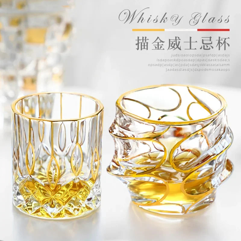 

white wine cup, juice Crystal painted gold, whisky foreign wine Phnom Penh white wine cup
