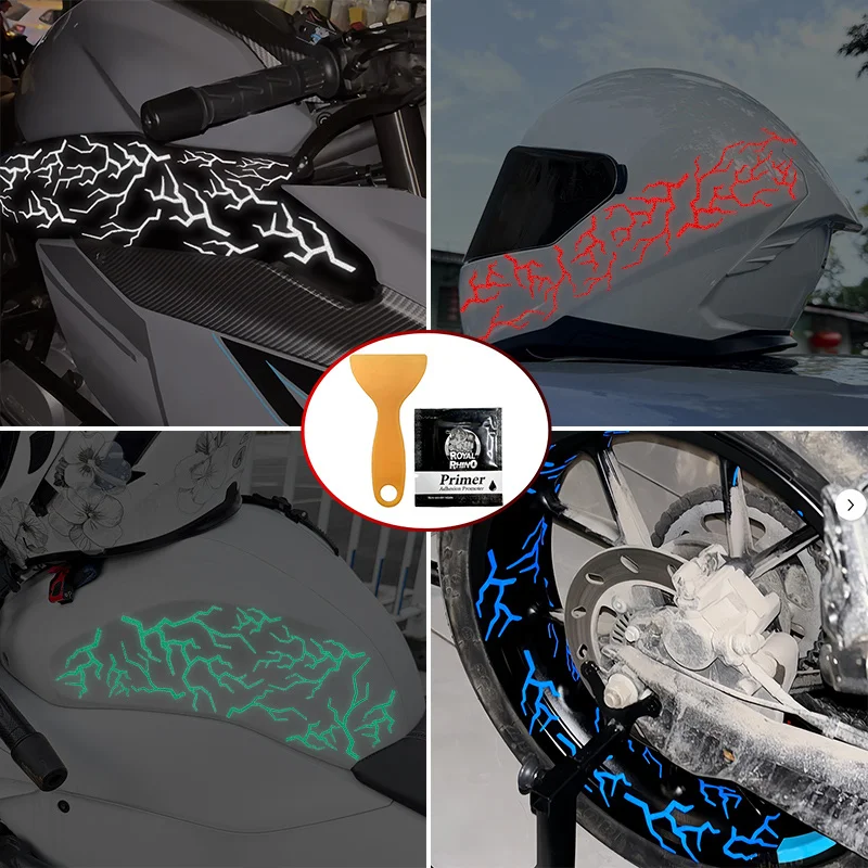 

Набор светоотражающих наклеек для мотоцикла: водонепроницаемые, съемные виниловые стикеры для шлема, топливного бака, кузова, колесных дисков, обтекателей