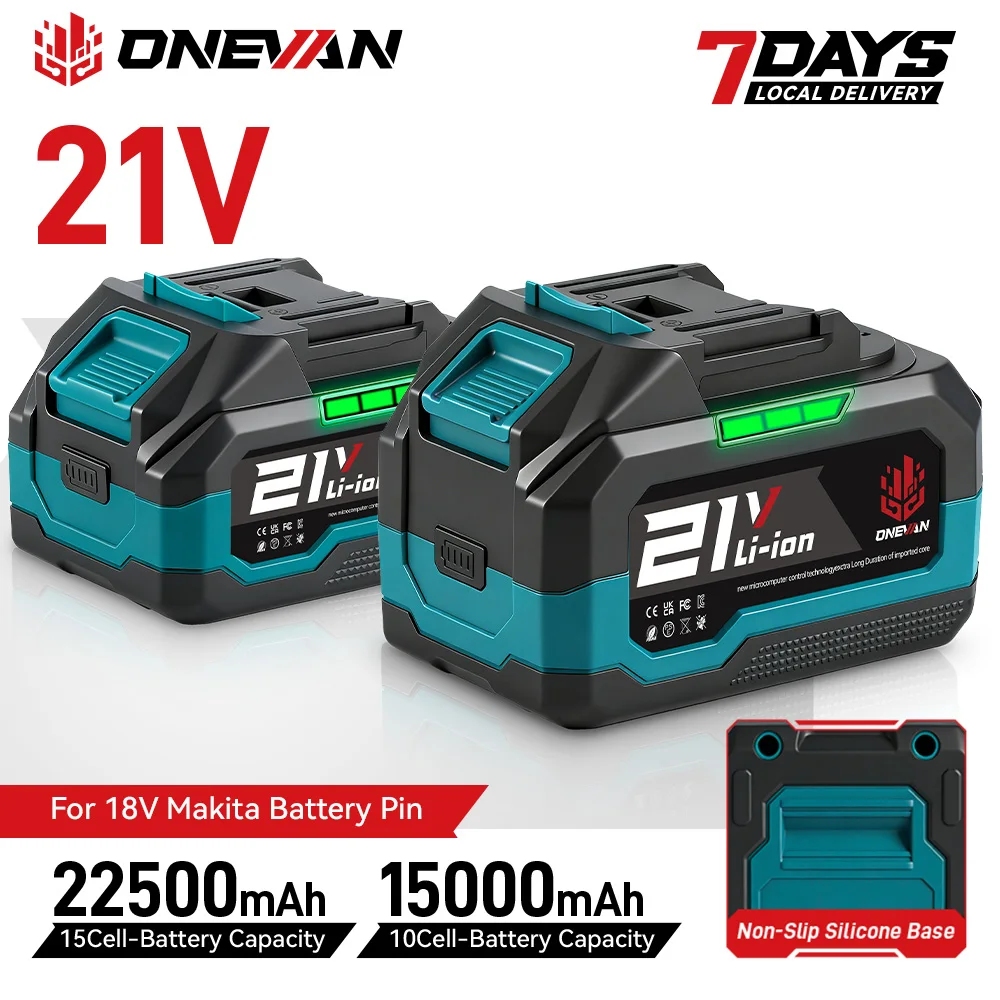 Batterie lithium-ion ONEVAN 22500mAh 15000mAh compatible avec les outils à batterie Makita 18V 21V (souffleur, clé à chocs, etc.)