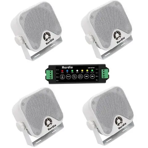 Herdio 4'' 240W 4PCS Bluetooth Golf Cart Speakers Waterproof Marine Speakers For Outdoor Boat ATV UTV Jeep Courtyard Powersports