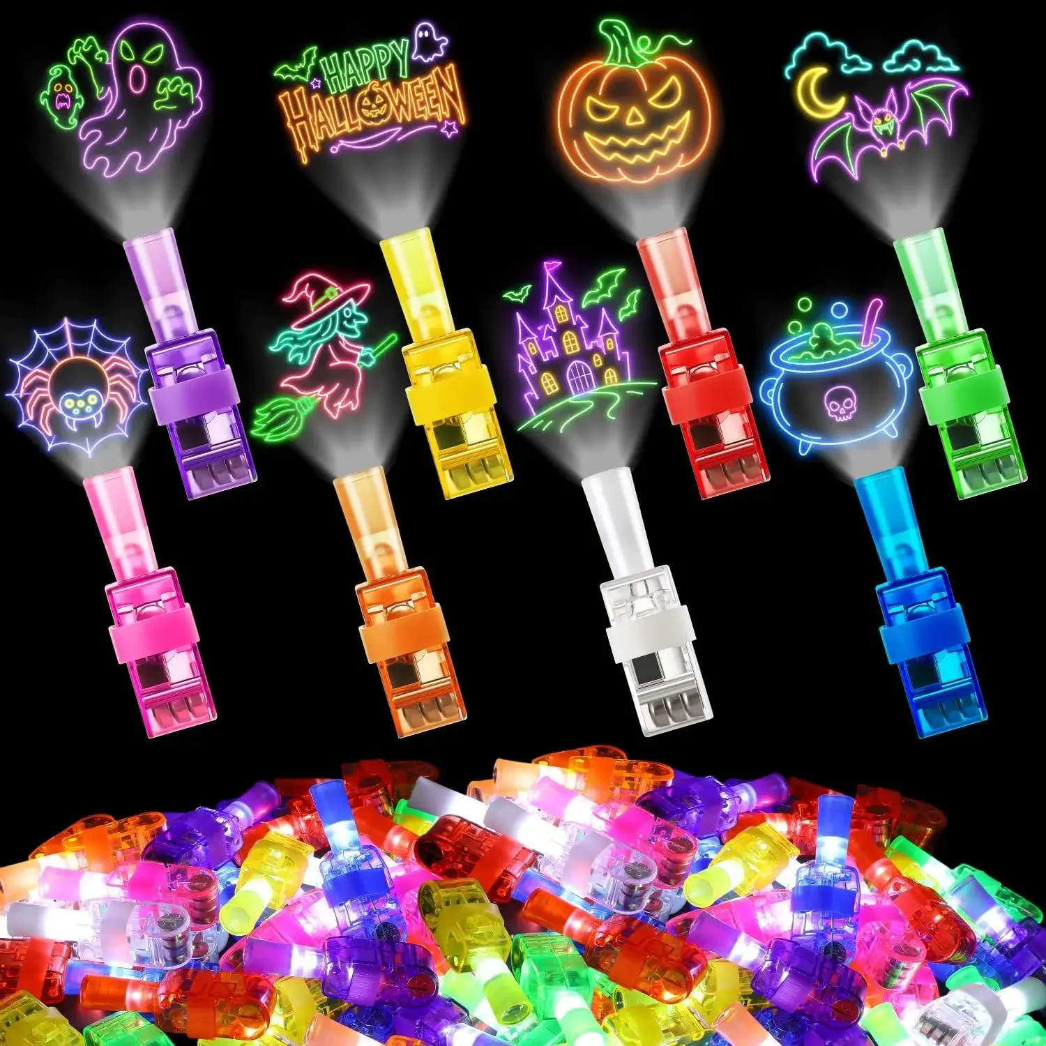 16/36PCS Halloween LED Finger Lights Neon Party Favors Glow in the Dark Rave Party Supplies Goodie Bag Stuffers Box Prizes
