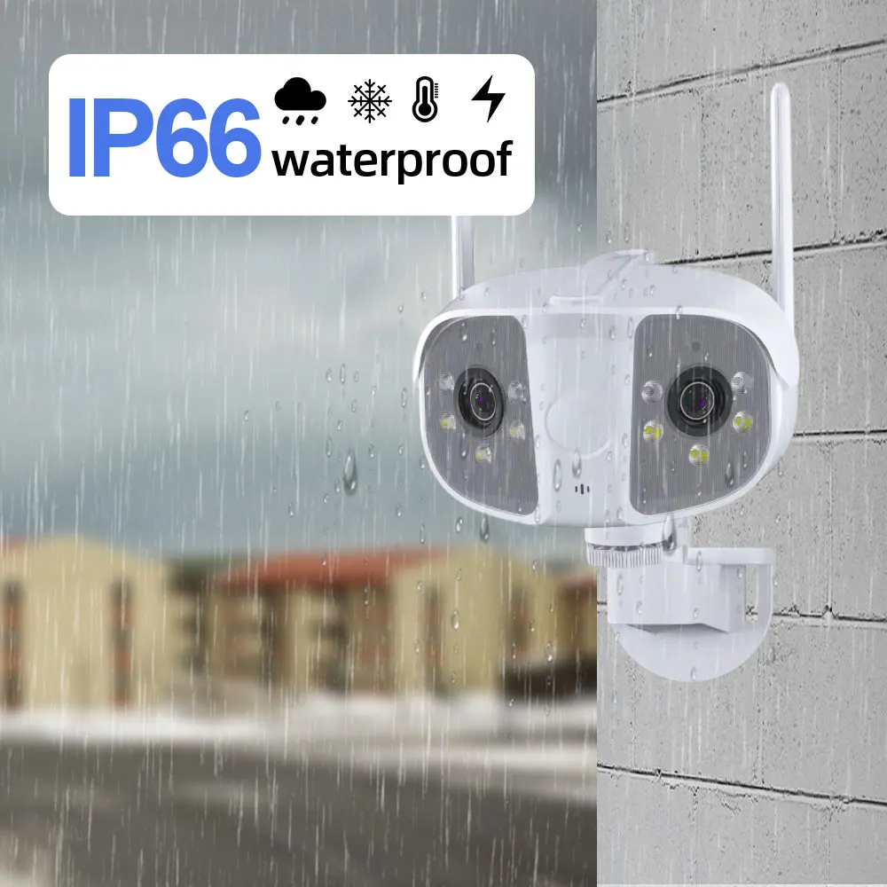 8MP 4K 180° Ultra Wide View Angle Panoramic WIFI Dual Lens 4MP wireless IP Camera Outdoor Motion Detection Home Security Camera