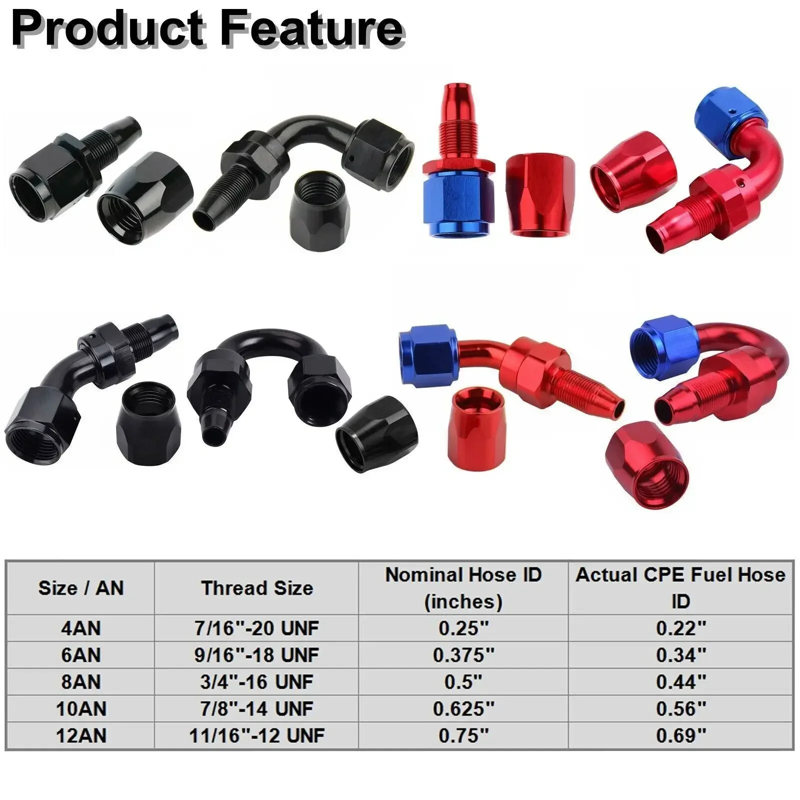 خط الوقود المضفر من النايلون 6.1 متر CPE العالمي مع AN6 AN8 AN10 10 قطعة طقم نهاية خرطوم تركيبات أسود فضي أحمر-أزرق أحمر-أسود