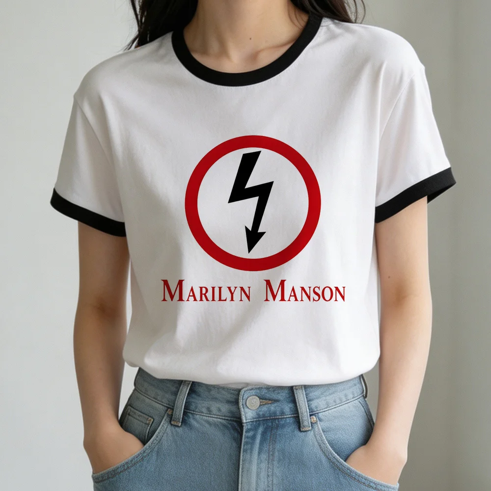 Marilyn Manson t shirt women 2000s graphic Retro aesthetic vintage shirt japan emo korean fashion clearance sales kawaii