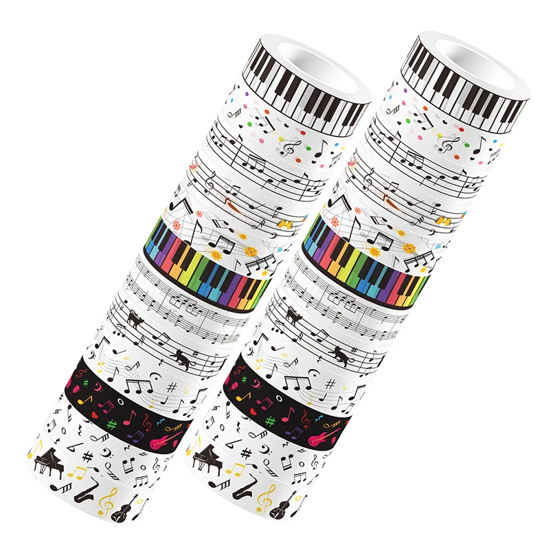 12 Rolls Musical Notes Washi Tape Stationary Scrapbooking Supplies Tape Cinta Adhesiva Decorativa School Supplies Masking Tape