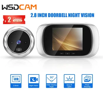 Wsdcam 2.8 inch LCD Digital Peephole Doorbell 90 degree door eye Door Viewer Camera Night Vision Photo Door Ring Monitor