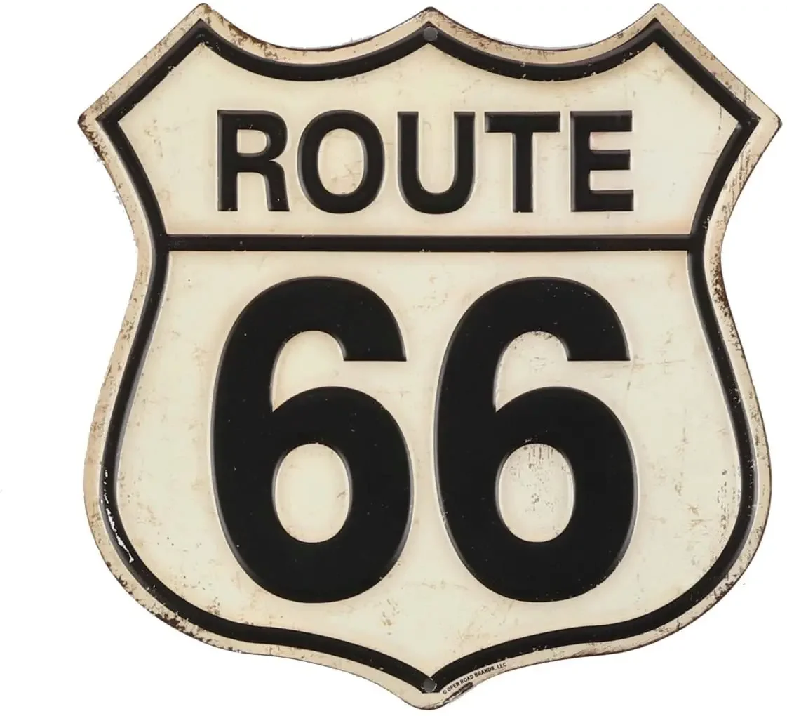 Open Road Brands Route 66 Shield Sign, Embossed Metal Tin Wall Art - an Officially Licensed Product Great Addition mancave