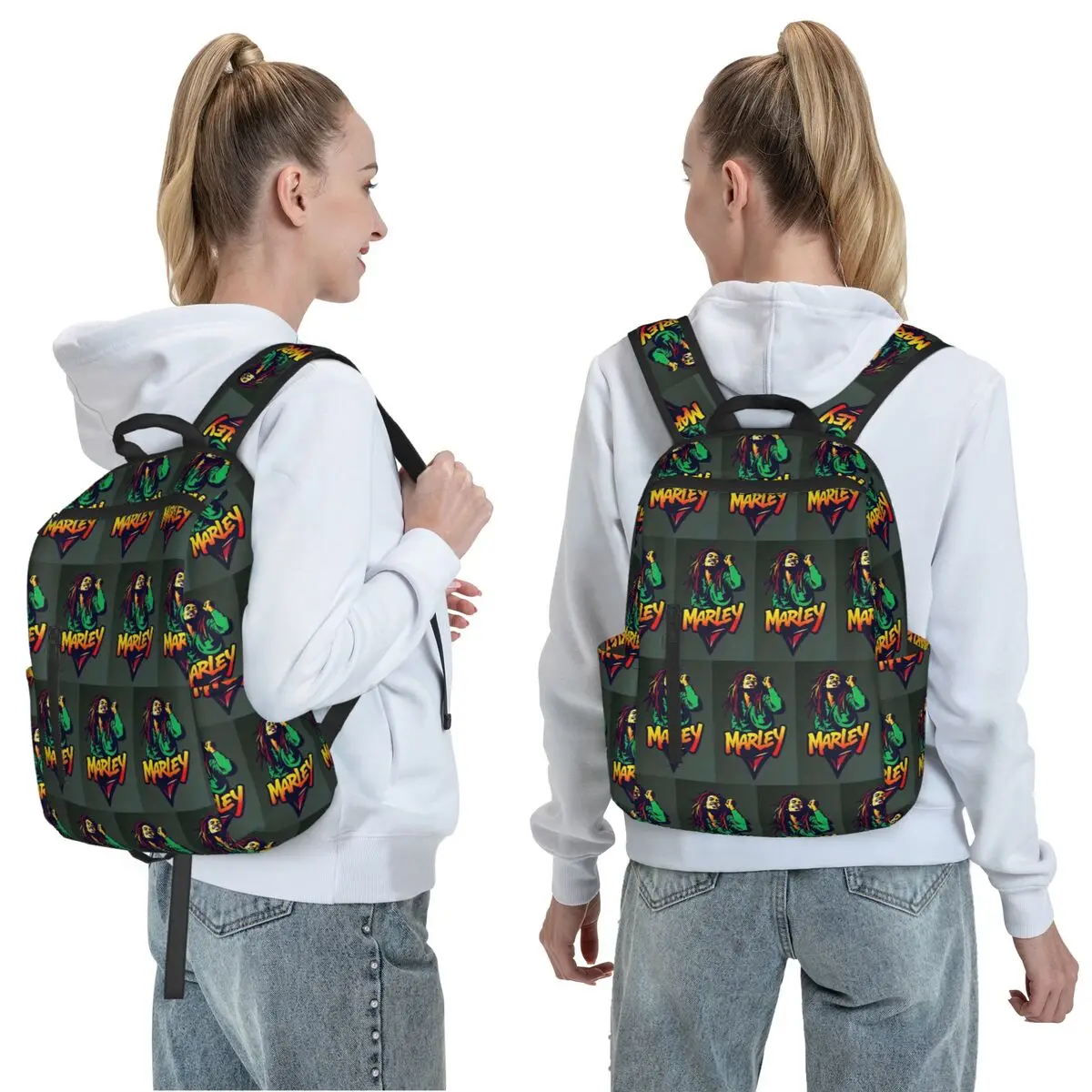Bob Marley Reggae Backpack Daypack Large Capacity Kids BookBag School Bag Shoulder Bags for Men Women