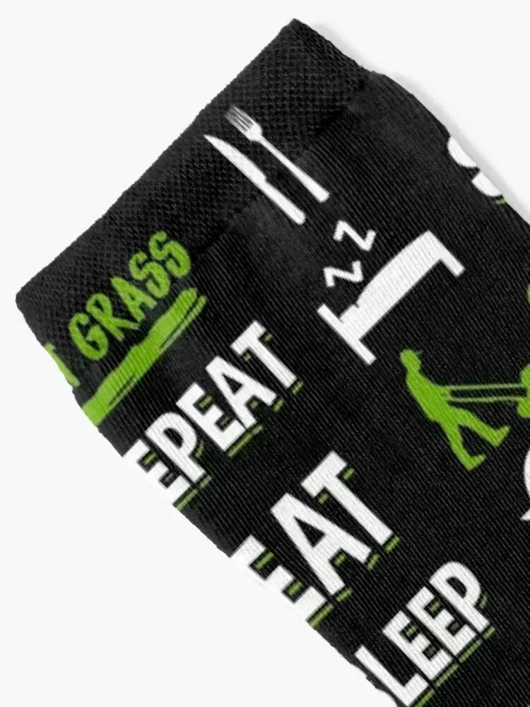 Eat Sleep Cut Grass Repeat - Lawn Mowing T-Shirt Socks bright garter designer custom cute Luxury Woman Socks Men's