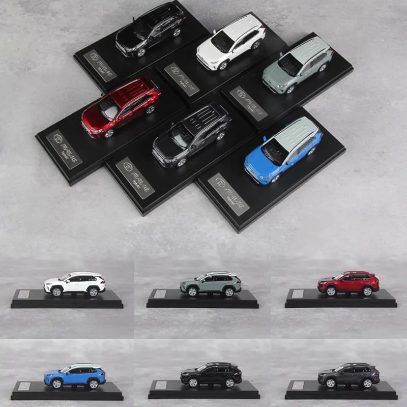 LCD 1/64 Scale RAV4 Hybrid SUV Alloy Simulation Metal Car Model Static Collection Decorated Holiday Gifts Toys