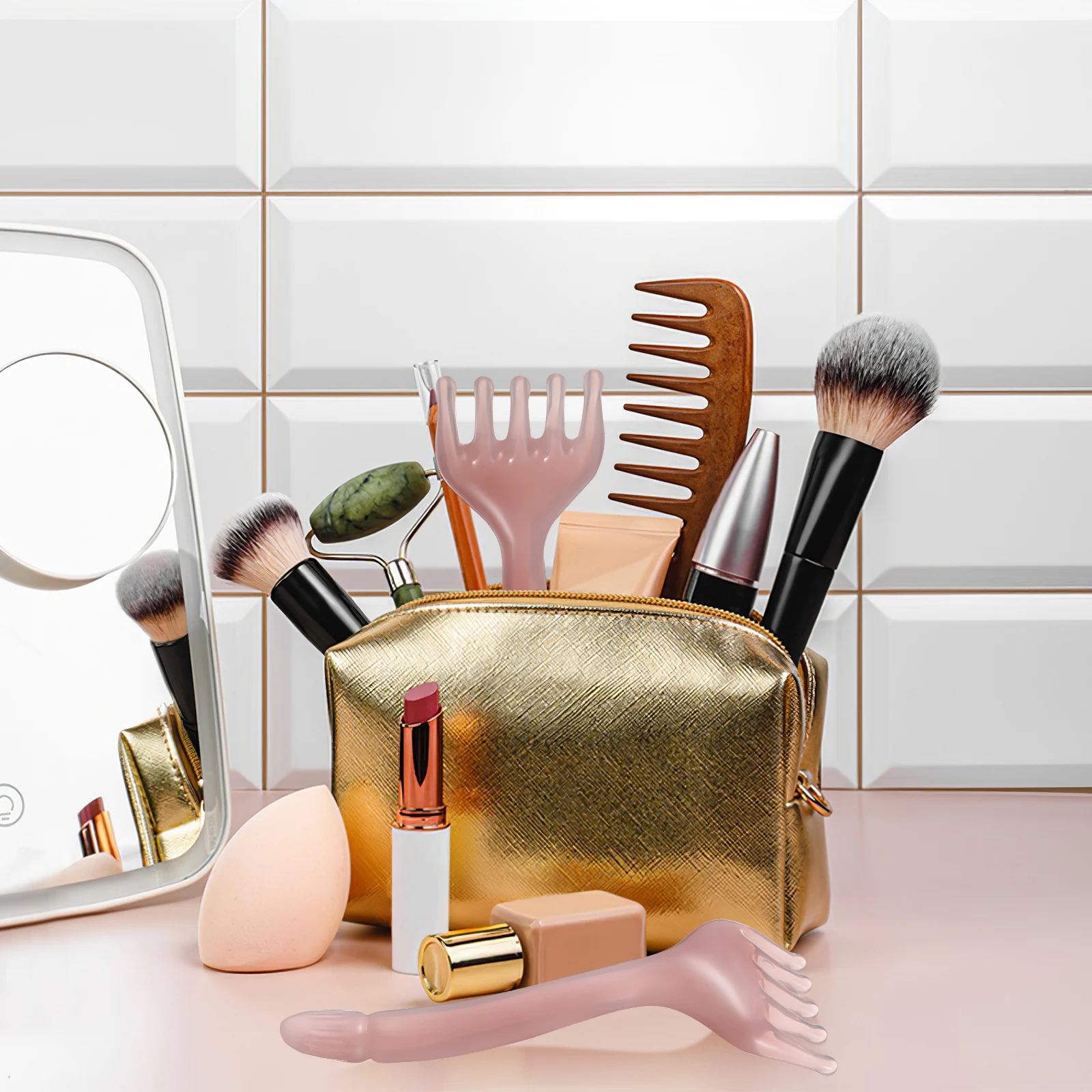 

2 pcs 2 Massage Combs Men Hair Scalp Five Claw Design Portable Wide Tooth Spa Tools Resin Material Round Teeth