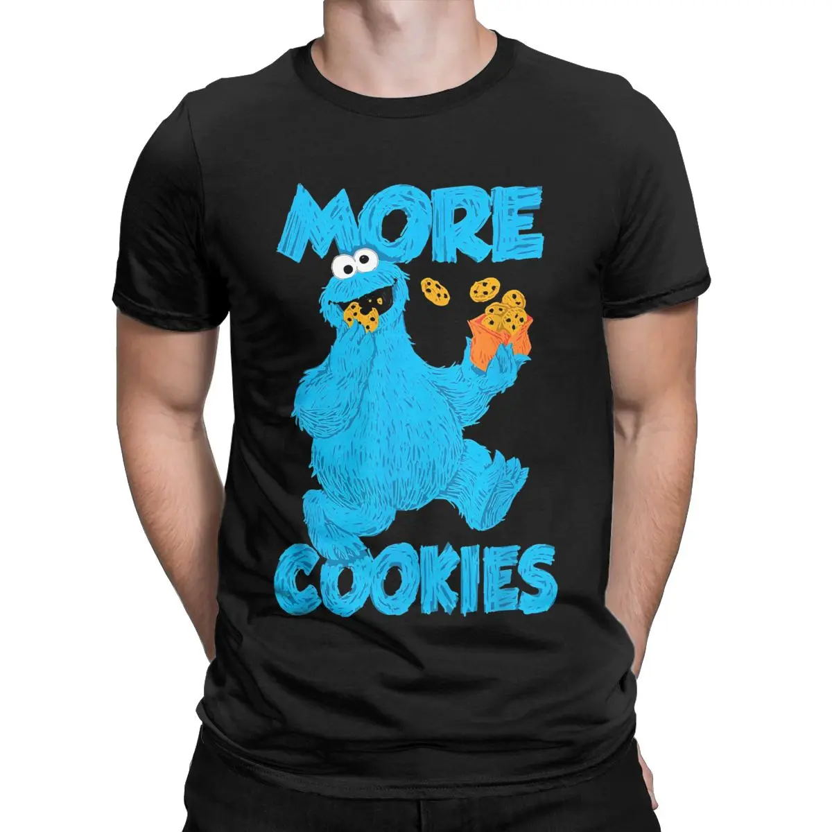 Men T-Shirt Sesames Monster Streets Cookie Funny Cotton Tees Short Sleeve More Cookies T Shirts Round Neck merchandise Plus Size