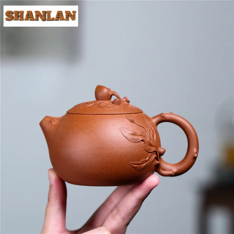 240ml Boutique Yixing Purple Clay Teapots Handmade Birthday Peach Xishi Pot Raw Ore Red Downhill Mud Kettle Chinese Zisha Teaset