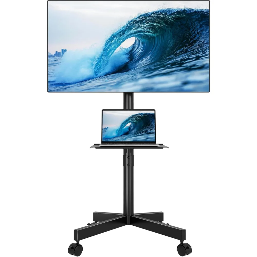 

Adjustable Rolling TV Stand for 23-60 Inch TVs, Locking Wheels, Media Shelf, Max VESA 400x400mm, Holds Up to 88lbs