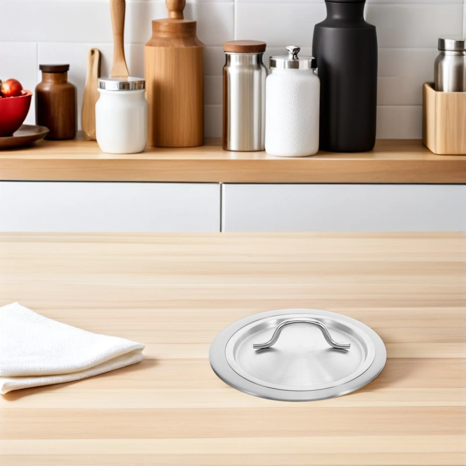 

Built-in Countertop Trash Can Hidden Garbage Cover Embedded Waste Lid Handle for Kitchen