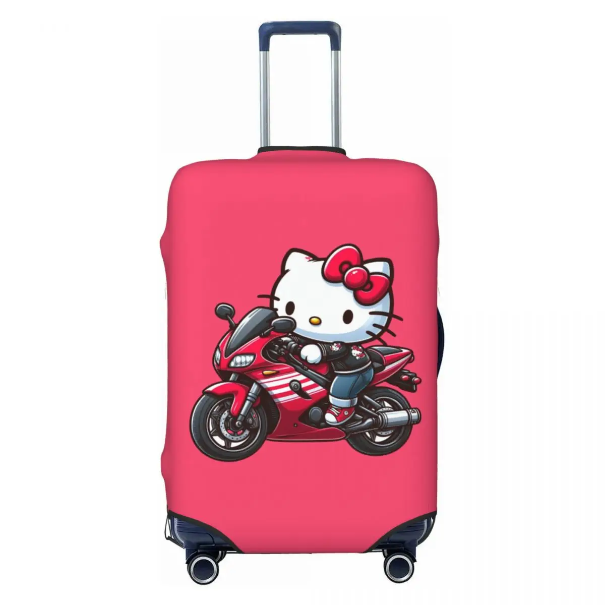 

Hello Kitty On Motorcycle Luggage Cover Elastic Kawaii Cat Travel Suitcase Protective Covers Fits 18-32 Inch