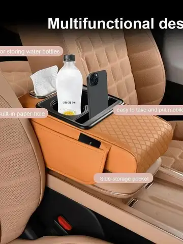 Coussin d'accoudoir de Console centrale automatique, avec 2 porte-gobelets, coussin rehausseur d'accoudoir, housse d'oreiller pour toutes les saisons