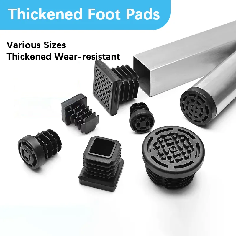 Thickened Plastic End Caps Inner Plugs Blanking Plugs for Round & Square Tube Steel Stainless Steel Pipe Table Chair Foot Covers