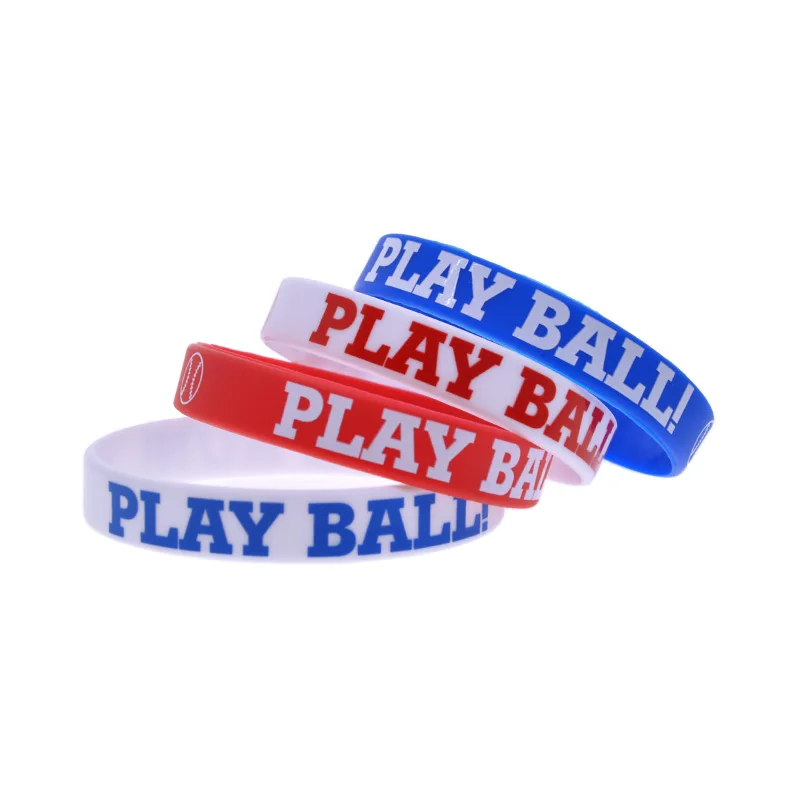 

50 Pcs Printed Baseball Silicone Rubber Wristband Home Run Sports Gift Bracelet