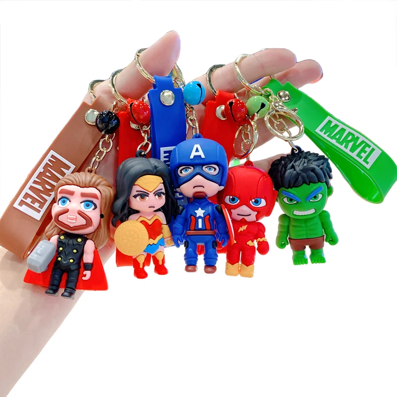 MINISO Anime Cartoon Marvel Spider-Man Iron Man Captain America Hulk Car Keychain Men Women Bag Pendant Children Birthday Gift