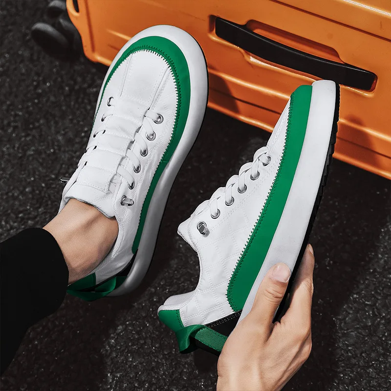 Nam Sneakers Cổ Thoáng Khí Cao Tăng Lên Nền Tảng Giày Xu Hướng Hỗn Hợp Màu Sắc Nhẹ Ngoài Trời Dễ Dàng Phù Hợp Với Giày Thể Thao