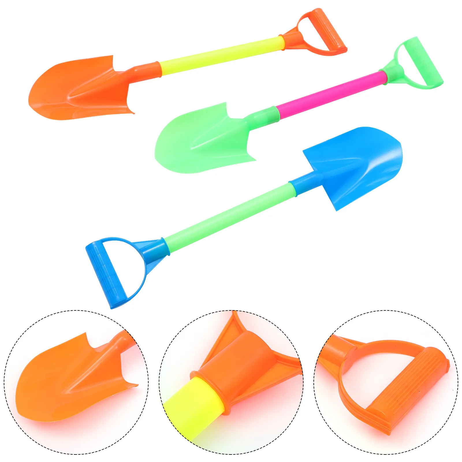 

Набор из 3-х пляжных лопаток для детей: прочный пластик, способствует семейному досугу, веселым играм на свежем воздухе, копанию песка и снега