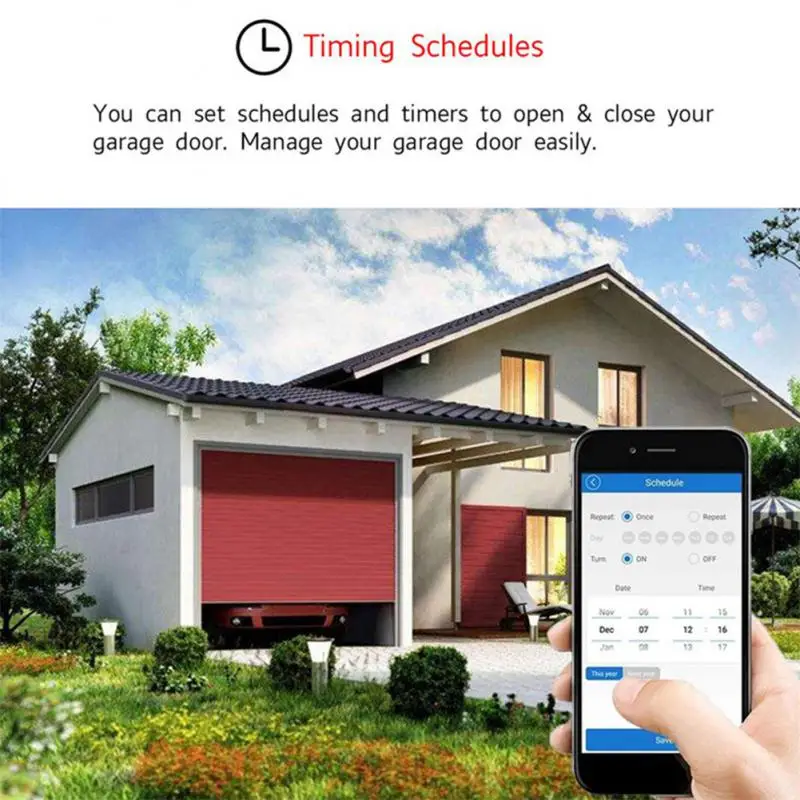 Smart Switch Wifi Garage Door Controller Remote Turn On/Off Wide Compatibility App And Voice Control History Record