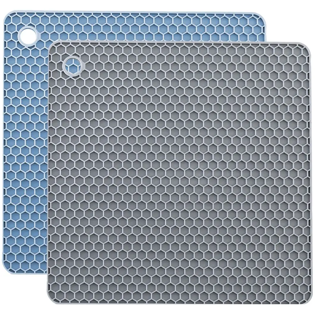 

2 Pcs Silicone Honeycomb Mats Insulated Pot Holders Kitchen Countertop Cushions Heat Proof Non Slip Table Coasters