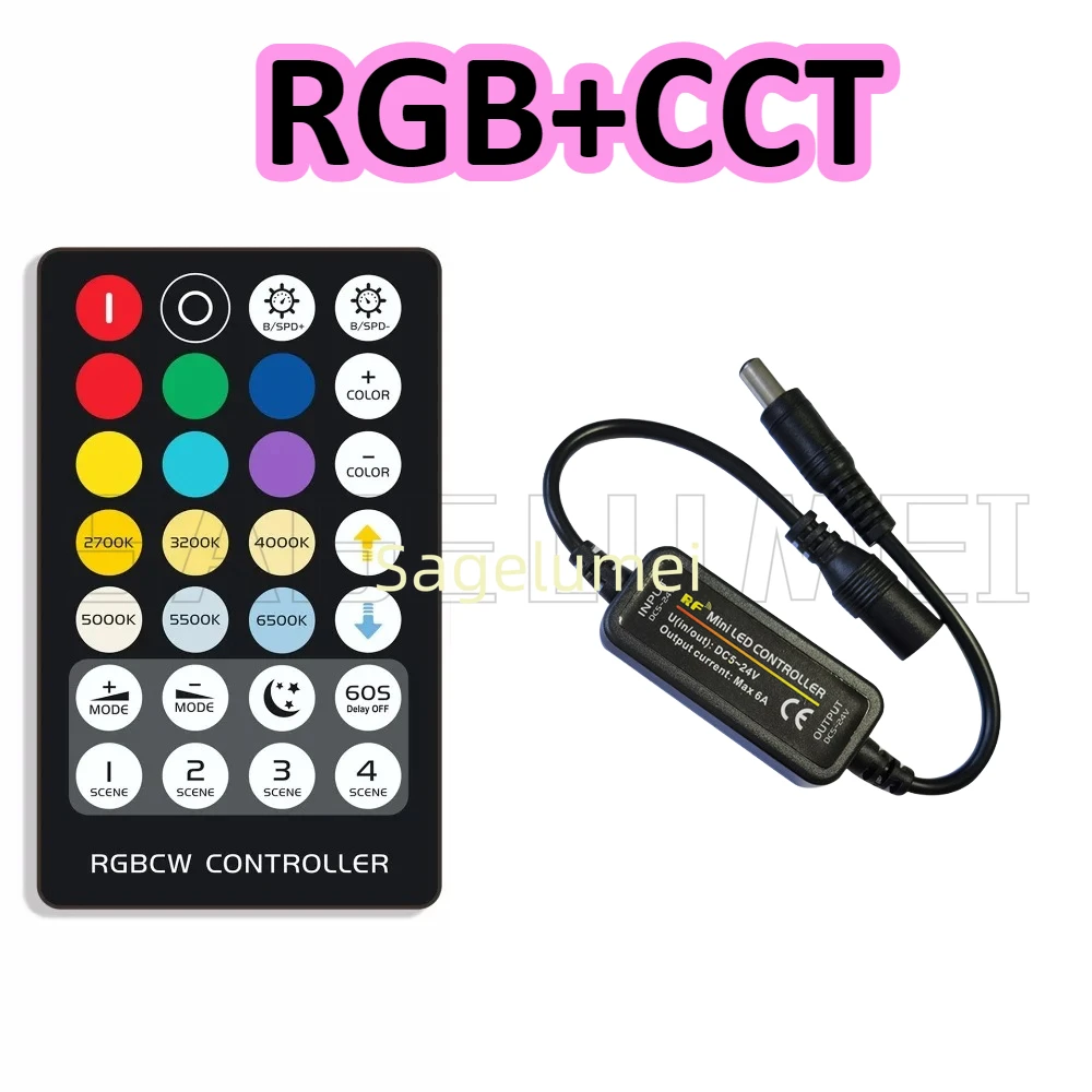 عن بعد 14/17/21/28Key RF شريط إضاءة LED لاسلكي صغير وحدة تحكم في الضوء لون واحد/CCT/RGB/RGBW/RGB + CCT Led مصباح DC5-24V باهتة