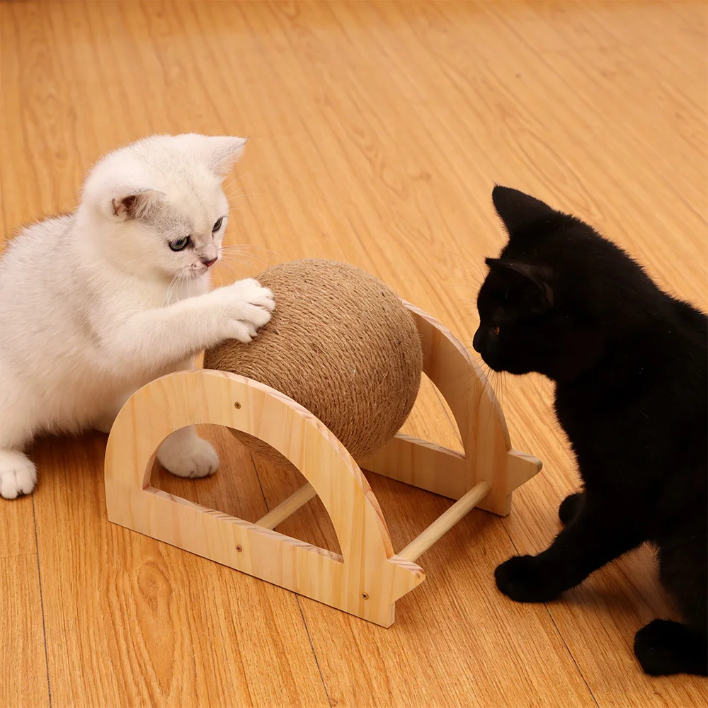 

Деревянная рама, подставка для кошачьего когтеточка из натурального сизаля, сверхпрочная когтеточка для кошек, чтобы сохранить когти, здоровые для котят и взрослых кошек