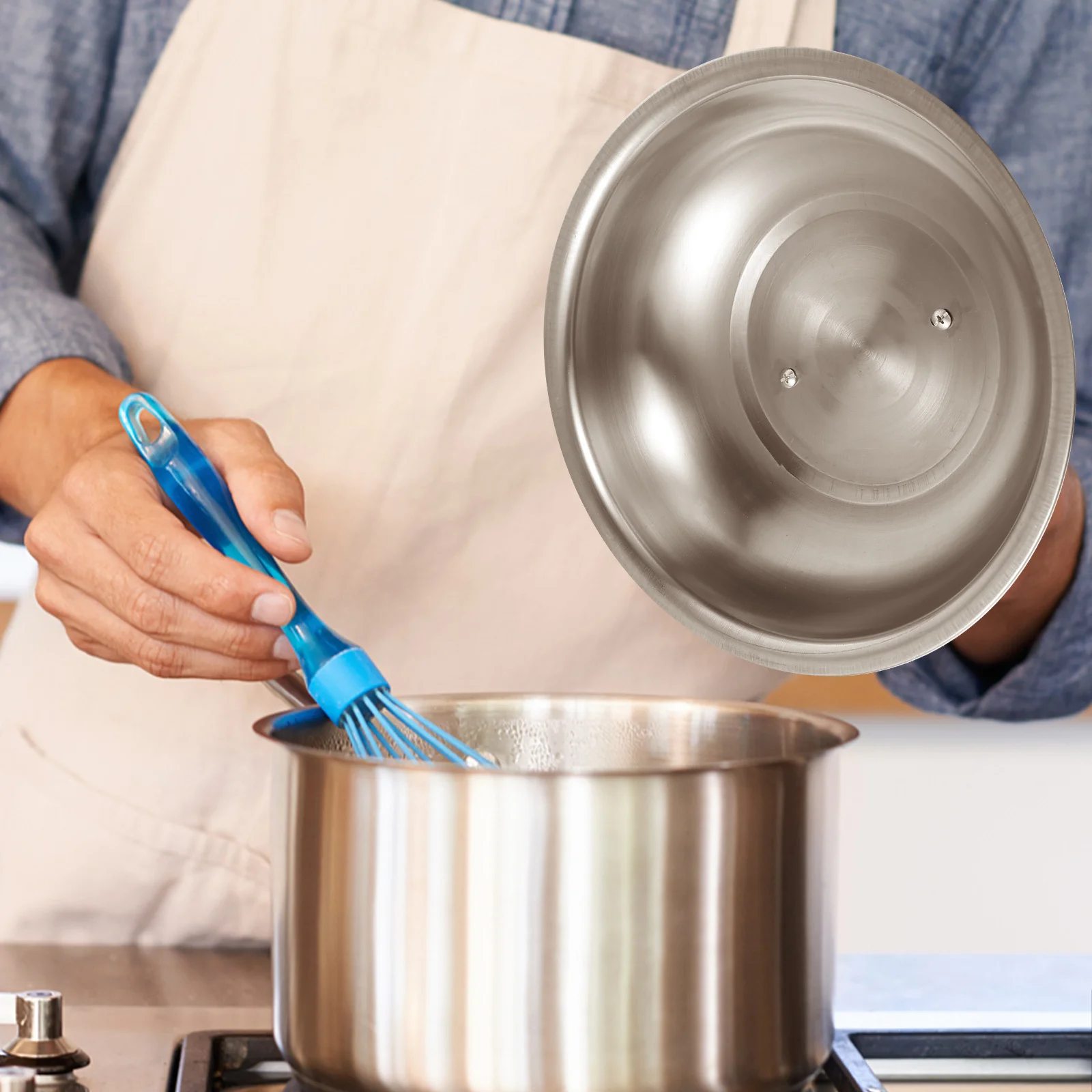 

4Pcs Stainless Steel Pot Lids 30cm Overflow Proof Universal Kitchen Pot Covers Heat Resistant Cooking Tools Cooking Tool